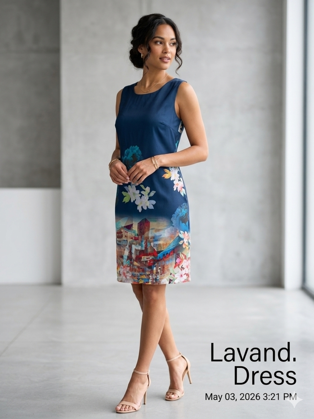 Lavand Navy Floral Pencil Dress